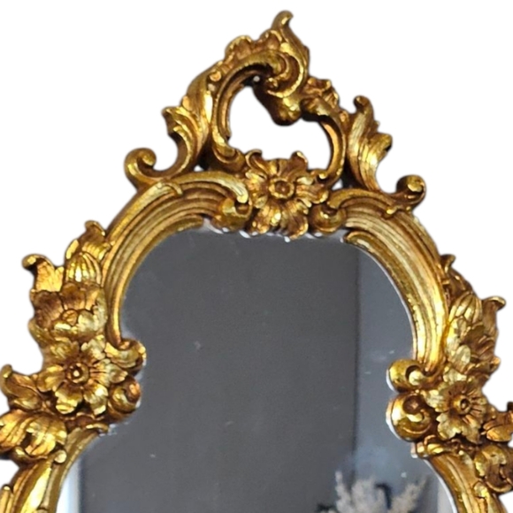 VINTAGE 1970 SYROCO Dart HOMCO 2327 HOLLYWOOD REGENCY Gold WALL MIRROR W/ SHELF - Picture 5 of 6